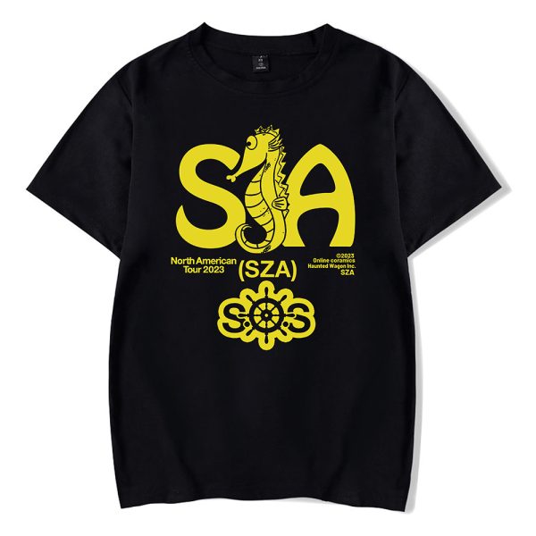 SZA SOS MERCH - SZA SEAHOUSE TOUR BLACK TEE